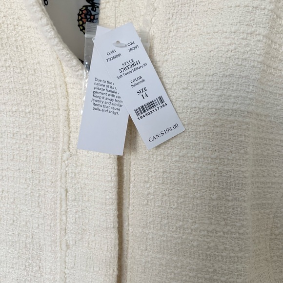 White House Black Market Cream Soft Tweed Jacket NEW - Picture 6 of 7